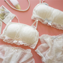 Day Department Sweet Lace Princess White No Steel Ring Chest Mat Smear Cute Soft Girl Comfort Bra Inside Pants Suit