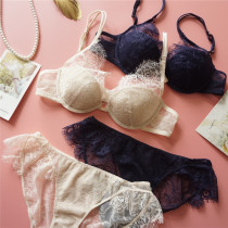 Japan Sexy Huamei Eyelash Lace With Steel Ring Underwear Thin Cup Shell Cup Sexy Comfort Girl Bra Suit