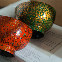 Antaiqiao Fuzhou traditional lacquerware gift box point gold pair bowl(white rain under the mountain)