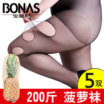 women's plus size 200 jin silk stockings anti snag pineapple pantyhose summer thin plus size