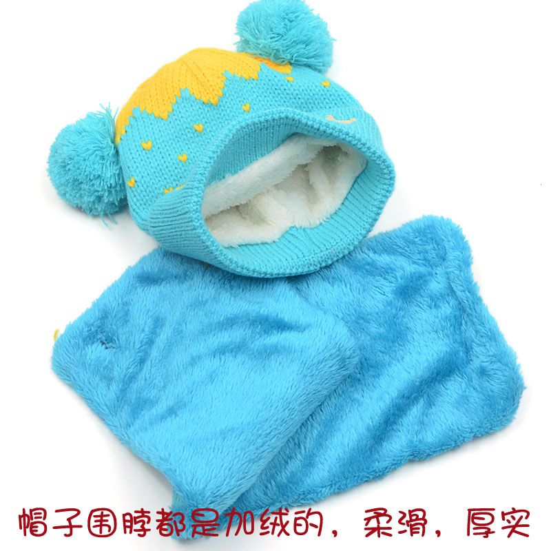 熊朵宝宝毛线套头帽加绒冬天婴儿帽子6-12个月毛线护耳帽男女韩国产品展示图2