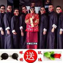 Chinese wedding dress Best man Bridesmaid dress Mens Kaftan Robe Coat Republic of China costume Crosstalk brothers Group dress