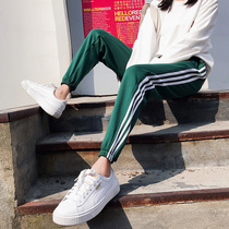 Autumn and winter New Three carry plus velvet sweatpants female Korean version of small feet loose thin students thick casual Haren pants