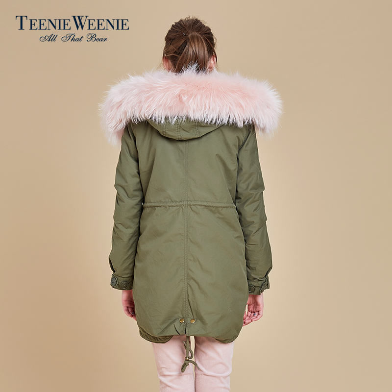 Teenie Weenie小熊2016冬季新品貉子毛领中长款女棉服TTJP64C52A产品展示图5