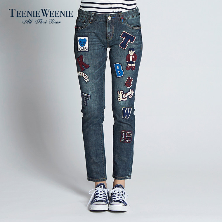 Teenie Weenie小熊2015商场同款专柜正品水洗牛仔裤TTTJ54C92K