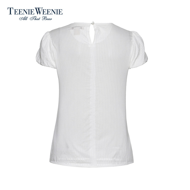 Teenie Weenie小熊2015专柜正品女装蕾丝纯色短袖衬衫TTBA52502A