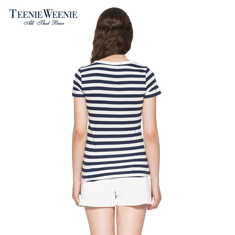 Teenie Weenie小熊2015专柜正品女装海军风条纹T恤TTRS52424A