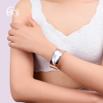 Wide face silver bracelet for women 9999 sterling silver young fashion open cooked silver snowflake silver bracelet Simple solid national style