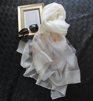 Fashion white high-grade embroidered silk scarf sunscreen shawl long silk wool scarf Lady autumn and winter New
