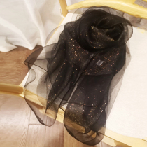 Black double mulberry silk silk scarf shiny silk silk scarf fashion dress shawl long women autumn and winter New