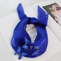 Baolan Korean handmade butterfly silk scarf 100% mulberry silk small square scarf decorative scarf scarf Lady autumn and winter