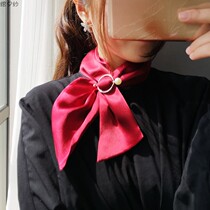 Wine red plain heavy silk silk scarf 100% mulberry silk scarf scarf buckle small long scarf Lady autumn and winter