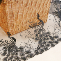 32cm wide lace fabric black mesh embroidery Phoenix skirt curtain hand making fabric wide edge accessories