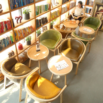 Simple modern dessert milk tea shop Cafe table and chair leisure sofa Sales negotiation coffee solid wood single chair