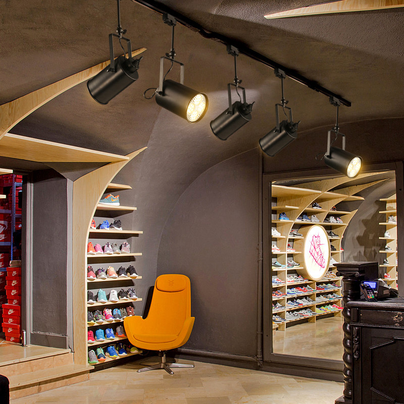 20w服装店超亮聚光led导轨道射灯cob双头复古造型明装吊顶筒射灯