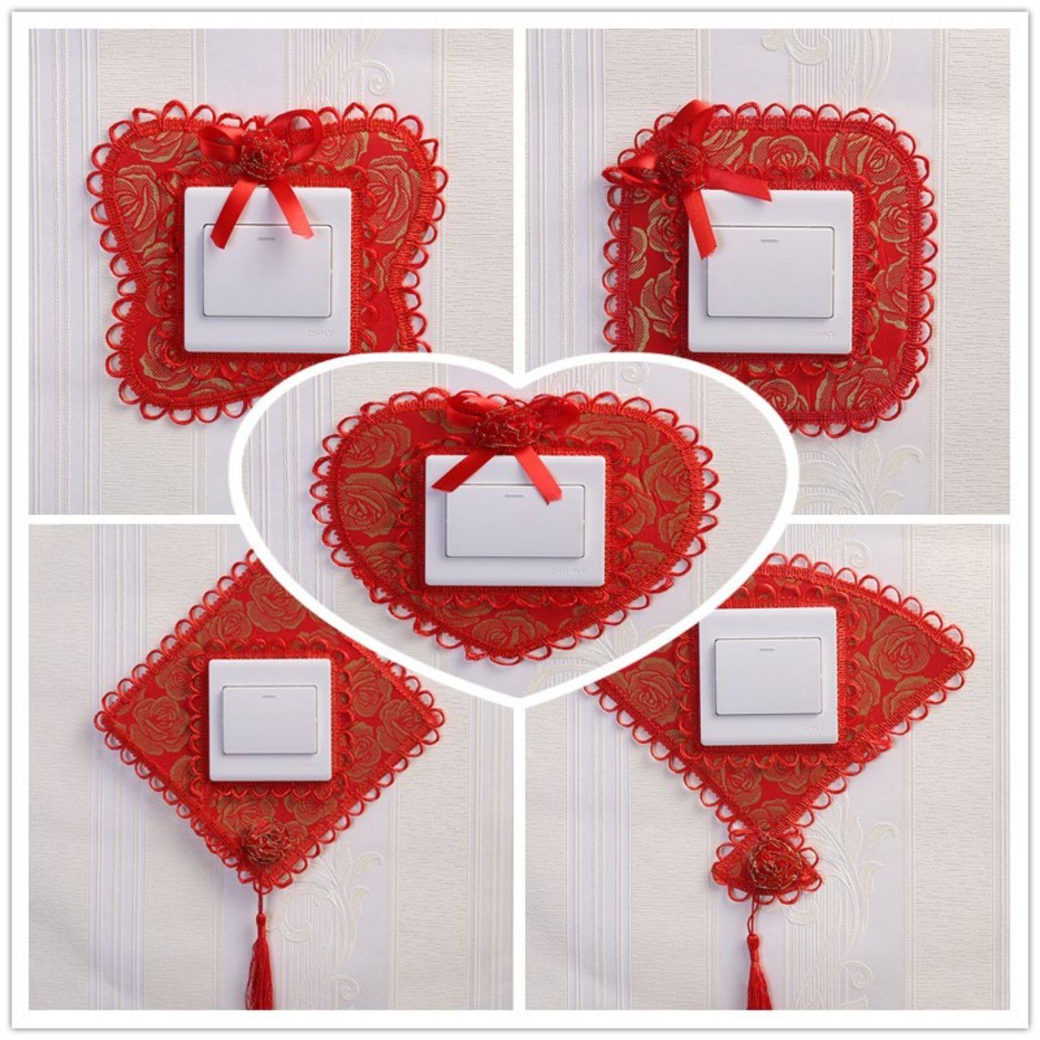 开关套布艺蕾丝开关贴墙贴插座防尘保护套家用结婚灯开关罩子装饰