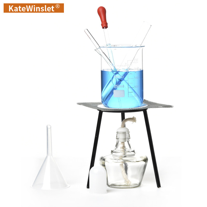 玻璃烧杯 酒精灯 石棉网 玻璃搅拌棒 化学实验加热搅拌套装工具