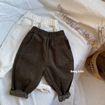 Children corduroy pants 2020 Korean autumn and winter casual Joker trousers boys female treasure neutral overalls tide