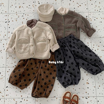 Korean childrens clothing 2020 Autumn and Winter new children boys and girls Korean version of Mori suede cashmere wool coat