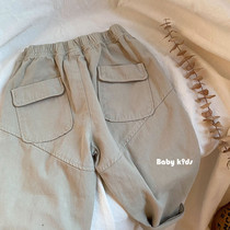 Korean childrens clothing 2020 Korean version of new childrens retro overalls 4 boys and girls casual Joker trousers 2-3 years old