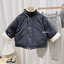 Korean childrens clothing 2020 winter boys and girls white duck down jacket childrens lamb wool thick coat baby cotton coat