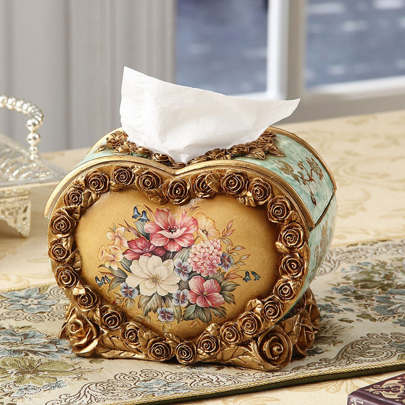 纸巾盒客厅创意收纳盒欧式创意树脂客厅抽纸盒可爱时尚家居用品