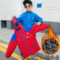 Winter clothing Childrens Spider-Man clip cotton jacket boy gapped thickened cotton padded jacket with glasses Submachine Clothing Boy Cotton Padded Jacket