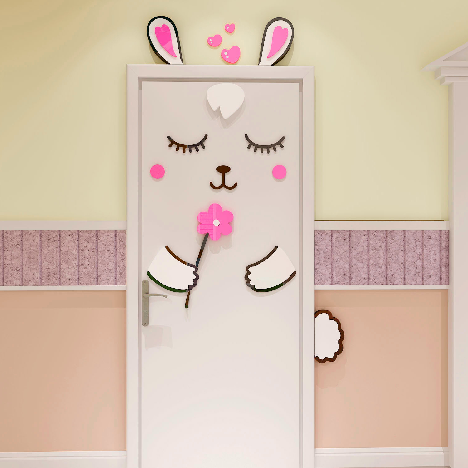 Cartoon Rabbit 3d Stereo Wall Stickers Kindergarten Wall Decoration Stickers Bedroom Door Stickers Children S Room Layout Wall Stickers