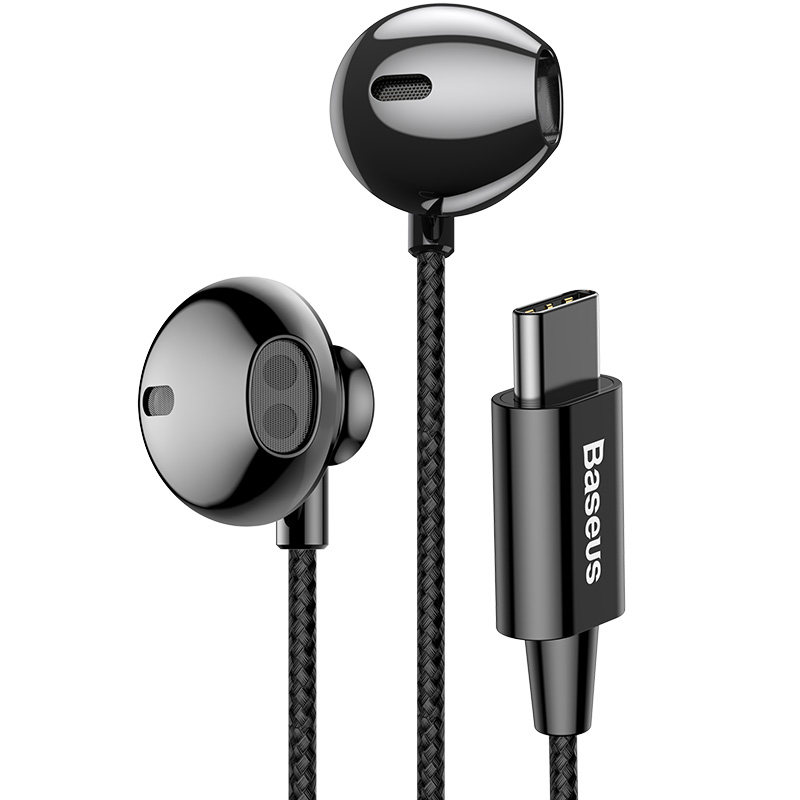 倍思扁口type-c耳机入耳式原装适用于oppo手机vivo华为有线k歌高音质