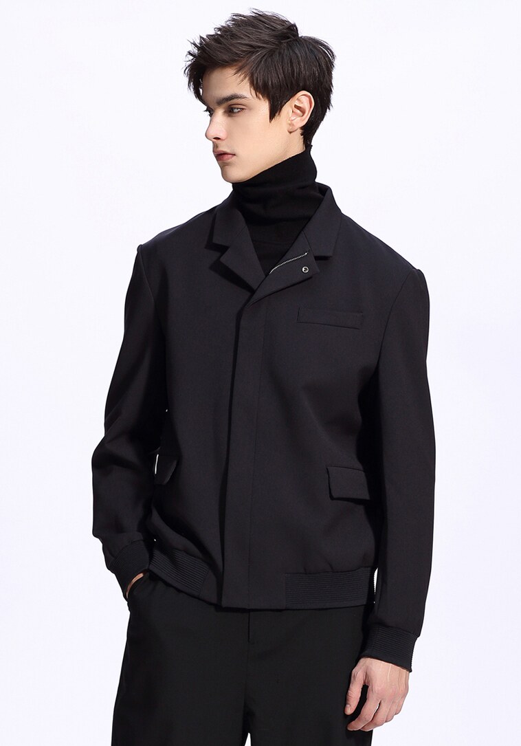 trendiano男装春装潮流个性休闲纯色翻领长袖夹克外套3ge1043680