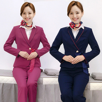 Autumn-winter China Captain Flight Attendant Career Suit Beauty Salon Beautician Beautician Dressers shop Long work clothes sales right up front