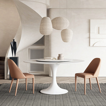 Italian minimalist rock board round dining table and chair combination turntable modern simple white dining table home light luxury round table