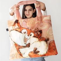 LOQI Cure Illustrator Shopping Bag Cartoon Environmental Protection Bag Light Folded Single Shoulder Containing Bag One Sesame Fox B1