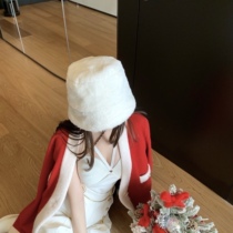 CHICYOU BLACK AND WHITE TWO Hair Suede Suede Warm Concave styling Divine Instrumental Warm Comfort Autumn Winter Small Pelvic Hat Hat