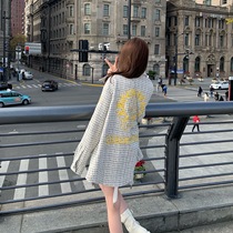 CHICYOU (South Qingshan Qualifies) Black and White Two-color Heavy Industries Embroidered Mao Casual Loose Shirt Jacket