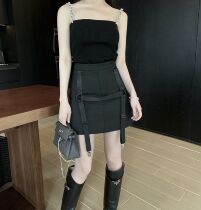 (5 Fold Clear Cabin) (Desire Escapement) Sexy testers with detachable buckle Two-wearing machine A-word bag hip short dress
