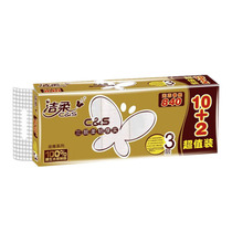 Jie soft coreless roll paper Jinzun flexible toilet paper home toilet paper towel wipe Paper 3 layers 12 rolls 840 grams