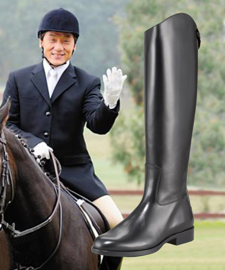 男士马靴长筒靴18春秋新款韩版骑士皮靴男后拉链靴子马术高筒靴