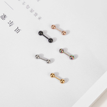 Mini titanium steel Double Ball double ring ear bone small earrings for men and women universal simple double head dumbbell not stainless steel stud earrings