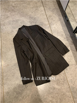 Nostalgic Plaid style England neutral loose shoulder pad Curry check jacket