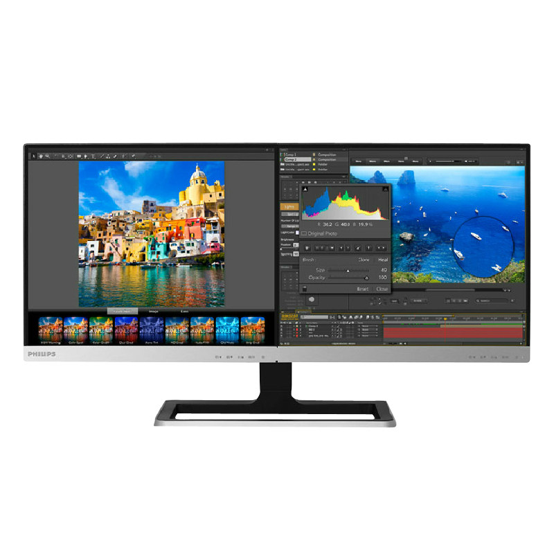 飞利浦19dp6qjns19英寸双屏ips窄边框广角2k行业专业液晶显示器