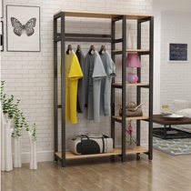 Simple wrought iron creative coat rack simple modern floor bedroom wooden hanger household storage storage wardrobe