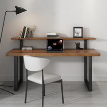 American solid wood computer with storage desk loft long table bedroom calligraphy and painting e-sports table log writing desk