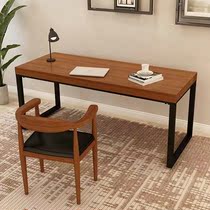 Wall log computer desk loft solid wood table wrought iron desk small apartment single calligraphy and painting desk writing desk