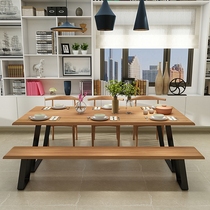 American retro wrought iron solid wood dining table home rectangular hotel modern small apartment dining table and chair combination