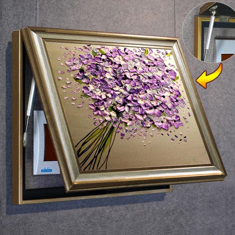 遮挡电表箱装饰画可推拉式空气开关盒子壁画液压发财树立体油画闸