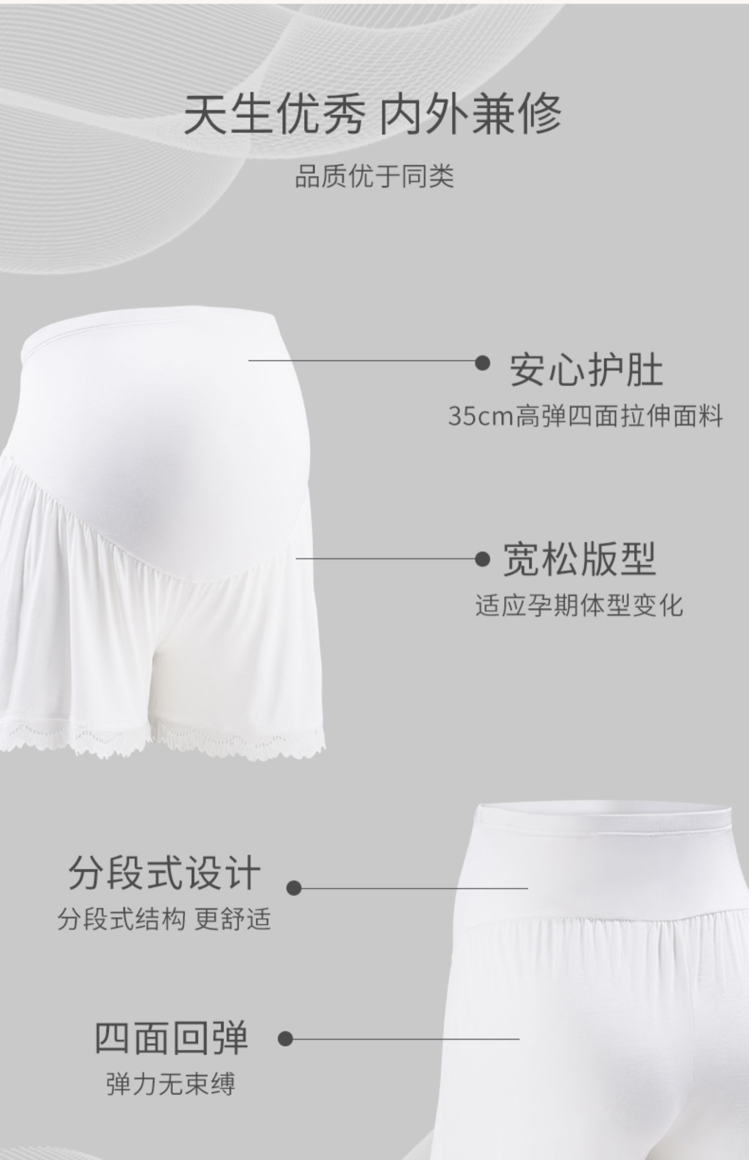 孕妇安全裤怀孕期夏季防走光短裤薄款外穿可调节宽松孕妇装打底裤商品详情图