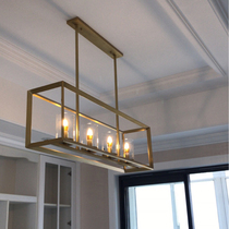 Simple post-modern light luxury home restaurant chandelier all copper net red shop front desk bar long chandelier light luxury wind