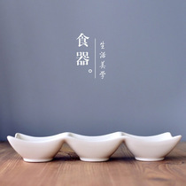 Simple and practical Ceramic grid plate Japanese cuisine Pure white plate Pickle dipping sauce plate Breakfast side dish plate