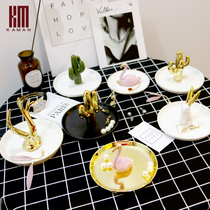 Jewelry box ins Nordic style ring holder Jewelry display rack Necklace earrings nails Ceramic ornaments Desktop storage box